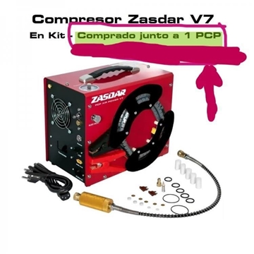 Compresor Eléctrico ZASDAR V7 en kit, pedido con 1 PCP, a 12 v/220 v. 300 BAR. - Imagen 1